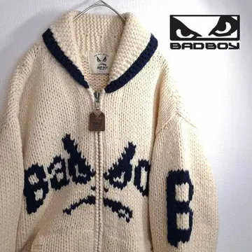 [ 90s/새상품급 ] BAD BOY 아이보리 카우친 니트 자켓 L