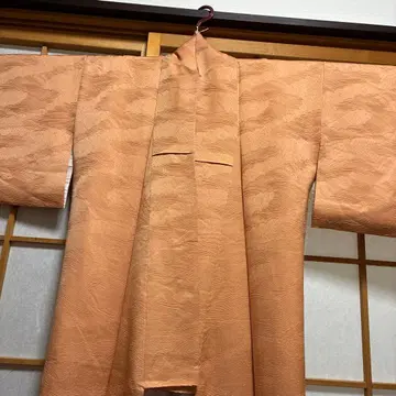 오렌지 컬러 구름 무늬 이로무지 기모노, 새상품, 새상품급, 순수 실크