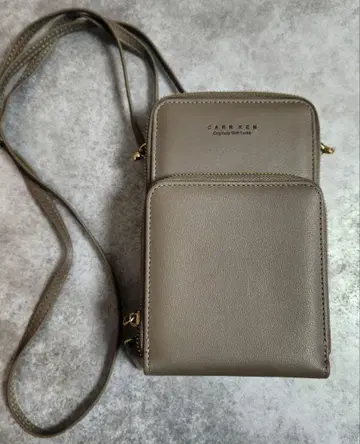 탁한 컬러 (베이지 그레이) 인조 가죽 미니 숄더백 (미사용)