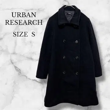 어반 리서치 롱 코트 피 코트 울 심플 방한 블랙