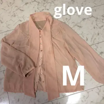 배송비 포함 미사용 M 사이즈 살몬 핑크 쉬폰 긴팔 보타이 블라우스