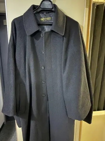 캐시미어 울 혼방 스탠드 칼라 일본풍 코트 블랙