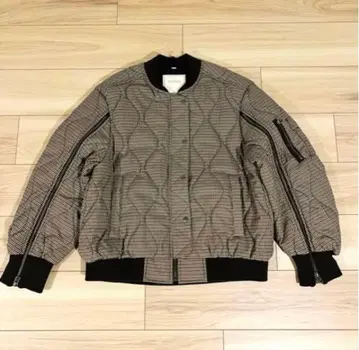 [ 거의 새상품 ] GU rokh 체크 무늬 퀼팅 자켓 베이지 S 사이즈