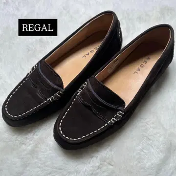 컨디션 최상 리갈 슬립온 브라운 22.5 화이트 스티치 로퍼