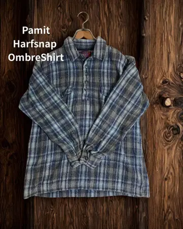 퍼밋 하프 버튼 체크 플란넬 셔츠 옴브레 셔츠 남성용 M