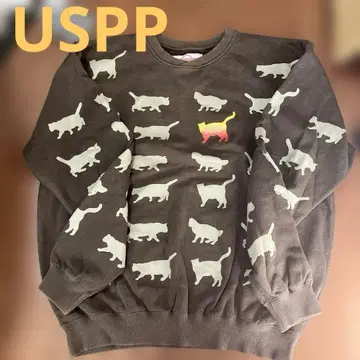 USPP 고양이 프린트 브라운 루즈핏 상의