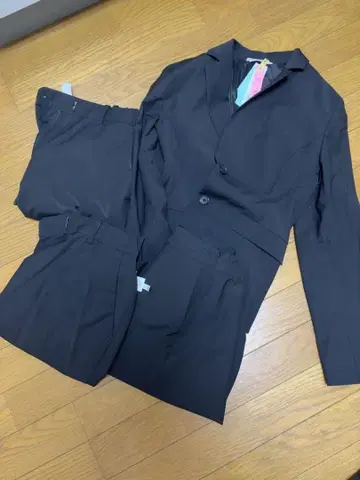 블랙 팬츠 수트 자켓과 팬츠 세트 스커트