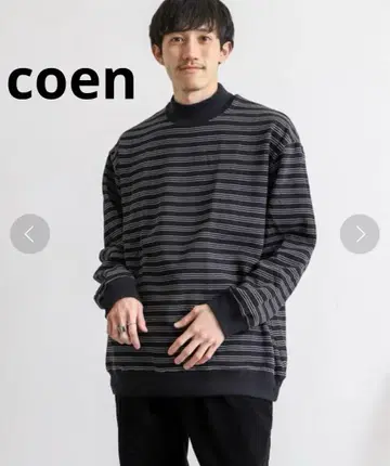 [ 미사용 택 포함 코엔 ] 속기모 보더 와이드 리브 크루넥 맨투맨