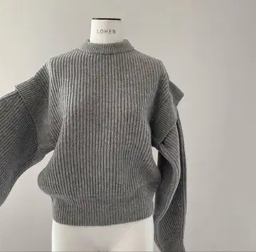 새상품급 LOHEN 레이어드 슬리브 니트 그레이 로헨
