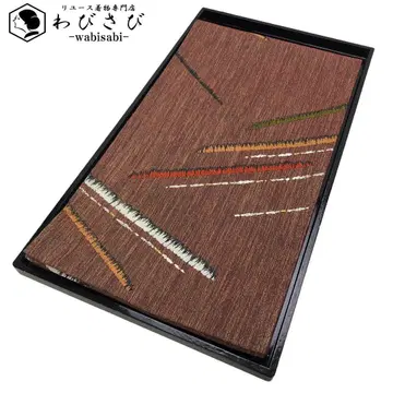 후쿠로 오비 카스리츠무기 사선 무늬 츠무기 참새색 O-1282