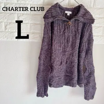 [ CHARTER CLUB ] L 지퍼 니트 스웨터 보라색