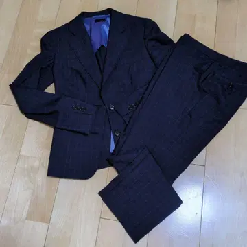 ONLY 다크 네이비 체크 무늬 수트 셋업