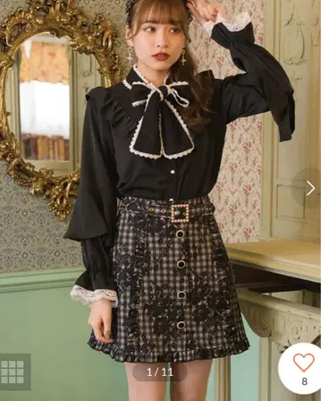 ROJITA 레이스 본딩 사다리꼴 스커트