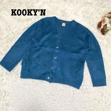 s.1943 [ 쿠키 ] 긴팔 니트 가디건 루즈핏 광택 블루 계열 F