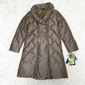 미사용 택 포함 CHROME 벨티드 롱 다운 코트 9호 브라운