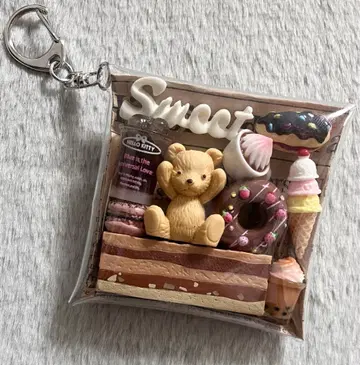 가챠 파우치 [ 브라운 곰돌이 초코 케이크 ]