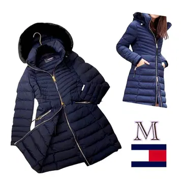 미사용급 타미힐피거 다운 코트 롱 기장 퍼 A라인