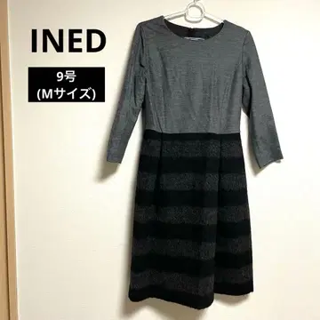 이네드 INED 도킹 원피스 그레이 보더 9호 M 사이즈