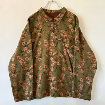 디자인 차이나 셔츠 올 패턴 빈티지 구제 의류 풀오버 셔츠 꽃무늬