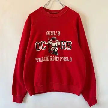 80s 빈티지 래글런 맨투맨 구제 의류 프린트 맨투맨 빨간색 USA