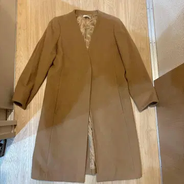 TRUDEA 울 코트 노카라 카멜 M 사이즈