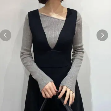 [매년 인기] 형태 라인 니트 오버롤 스커트 라그나문 M 블랙