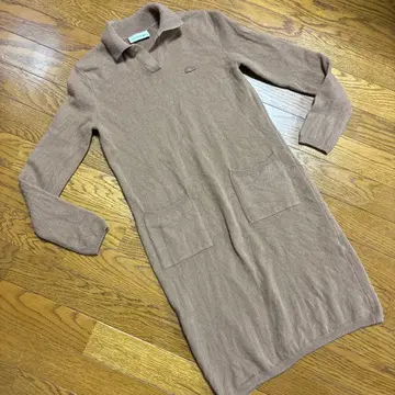 LACOSTE 카라 부착 긴팔 니트 원피스 34