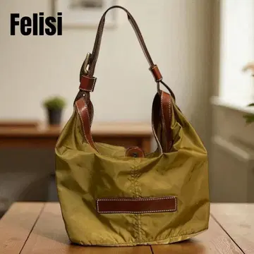 Felisi 페리지 이탈리아제 숄더백 나일론 가죽 카키
