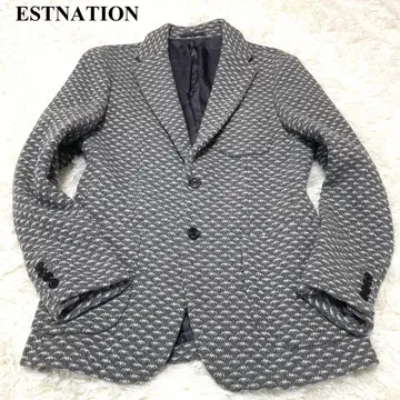 컨디션 최상 ESTNATION 네이비 울 혼방 니트 자카드 자켓 L
