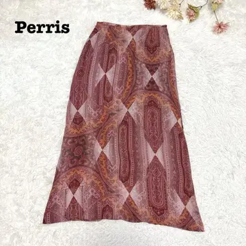 s.791 [벨루나 페리스] 롱 스커트 에스닉 패턴 실크 100% 빨간색