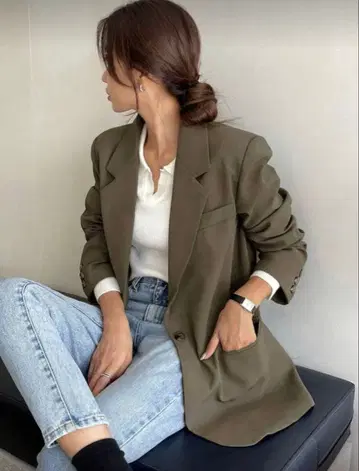 올리브 테일러드 자켓