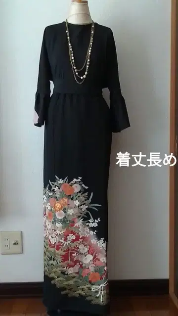 기모노 리메이크 원피스 전통 예복 기모노 드레스 소나무와 꽃