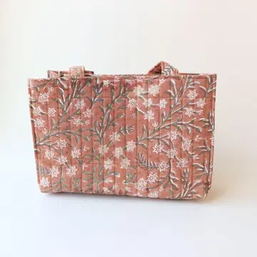 [ 블록 프린트 ] 꽃무늬 퀼팅 토트백, 전 3색, 익명 배송, 누비백