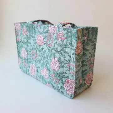 [ 블록 프린트 ] 꽃무늬 퀼팅 토트백, 전 3색, 익명 배송, 누비백