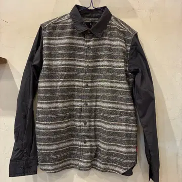 virgo 스트라이프 패턴 긴팔 셔츠 그레이/블랙