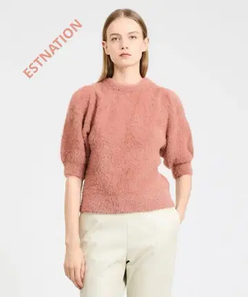 ESTNATION 플러피 2WAY 하프 슬리브 니트