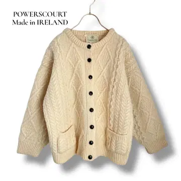 빈티지 아일랜드제 아란 니트 가디건 케이블 니트 생지