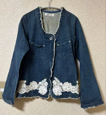 레이스 장식 데님 자켓