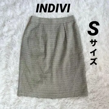 INDIVI 인디비 트위드 무릎 기장 타이트 스커트