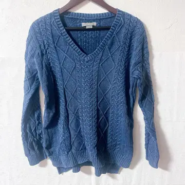 Natural [ M ] 케이블 짜임 니트 파랑 빈티지