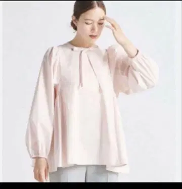 yori 요리 사이드 개더 블라우스 핑크 36 리본