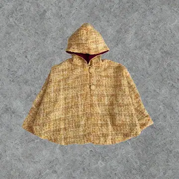 트위드 케이프 후드 부착 판초 아우터 안감 아카이브 90s