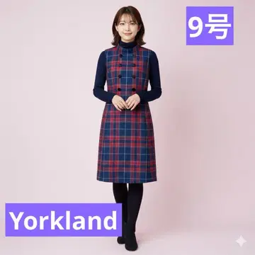 [요크랜드] 체크 무늬 슬리브리스 원피스