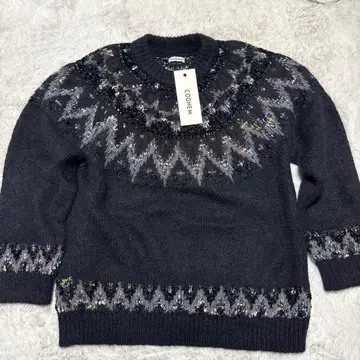 COOHEM 노르딕 무늬 라메 믹스 스웨터 XL