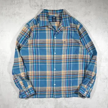 GAP 오가닉 코튼 플란넬 셔츠 릴랙스 핏 블루 계열