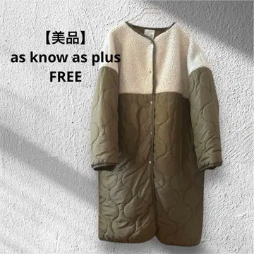 As Know As 플러스 퀼팅 롱 코트 올리브 그린 FREE 루즈핏