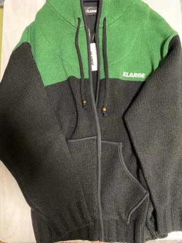 XLARGE 집업 후드티 그린/블랙 L 사이즈