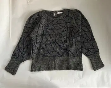 잎 무늬 니트 긴팔 스웨터 그레이/네이비 구제 의류 디자인