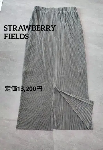 스트로베리 필드 광택 플리츠 스커트 택 포함 새상품 M 종아리 기장