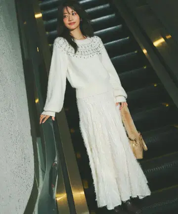 COCO DEAL 웨이브 플러피 플레어 스커트 오프